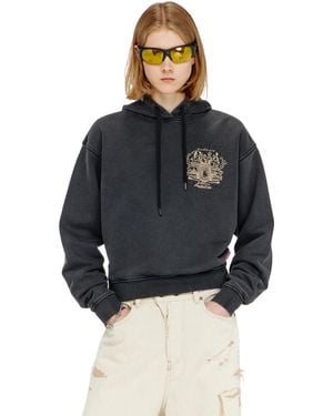 DIESEL Hoodie With Prints And Rhinestone Studs - Blue