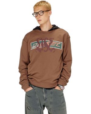 DIESEL Sudadera Con Estampados Gráficos Y Patches - Marrón