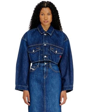 DIESEL Cropped Oversized Denim Trucker Jacket - Blue