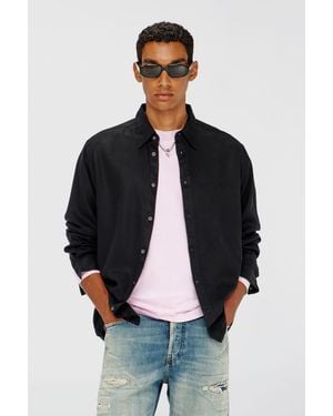 DIESEL Fluid Shirt With Logo Embroidery - Black