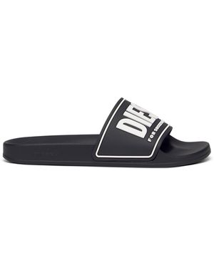 DIESEL Rubber Slides With Embossed Logo - White