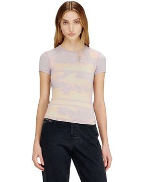 DIESEL Slim Jersey Top With Graphic Print - Multicolour