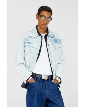 DIESEL Denim Overshirt With Patch Effects - Blue