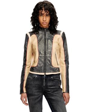 DIESEL Trompe L'Oeil-Effect Leather Biker Jacket - Black