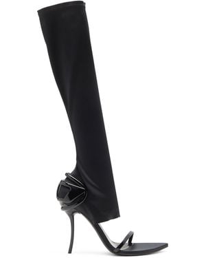 DIESEL D-Ten & Half-Stiletto Knee Boot Sandals - Black