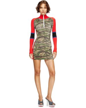 DIESEL Minivestido De Camuflaje De Viscosa Acanalada - Rojo