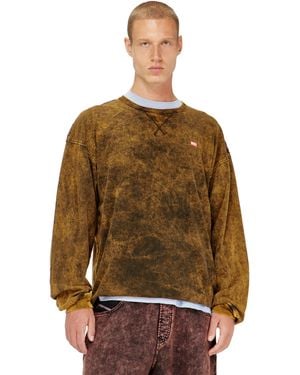 DIESEL Acid-Wash Long-Sleeve T-Shirt With Frayed Details - Brown
