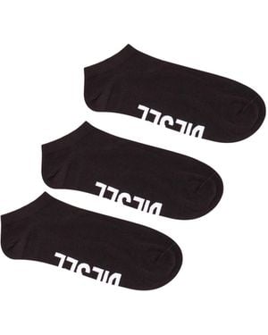 DIESEL Three-Pack Low-Cut Logo Instep Socks - Black