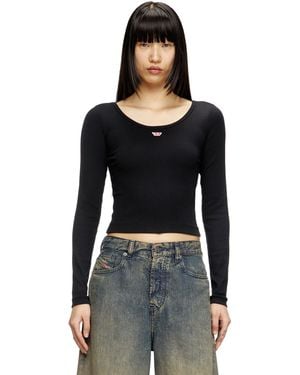 DIESEL 'T-Ballet-D' Long-Sleeve Top With Embroidered 'D' Patch - Black