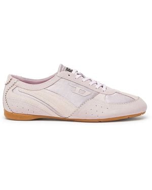 DIESEL D-Mile-Flat Sneakers With Suede Overlays - White