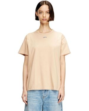 DIESEL Cotton T-Shirt With Metallic Oval D - Blue