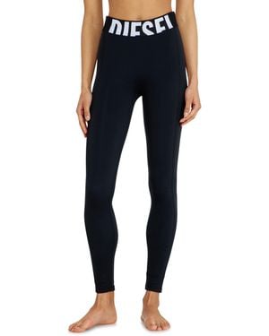 DIESEL Microfibre Leggings With Cut-Off Logo - Blue