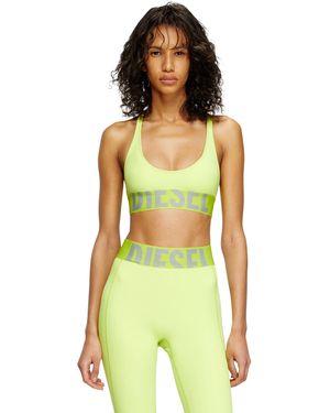 DIESEL Microfibre Sports Bra With Cut-Off Logo - Green