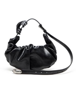 DIESEL Grab-D-Bolso Hobo Pequeño Fruncido En Pu Brillante - Negro