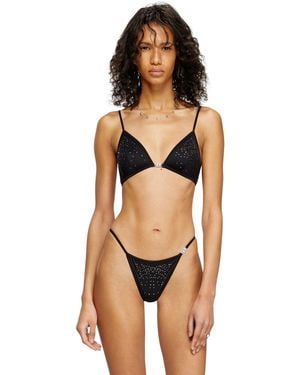 DIESEL Microfibre Triangle Bra With Crystals - Orange