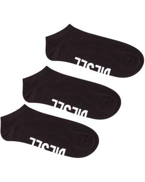 DIESEL Three-Pack Low-Cut Logo Instep Socks - Black