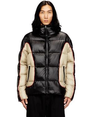 DIESEL Contrast Panel Puffer Jacket - Black