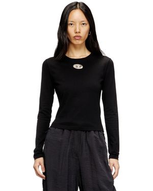 DIESEL Long-Sleeve Top With Oval D Cut-Out - Black