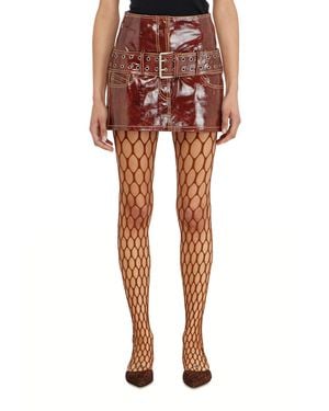 DIESEL Patent-Leather Miniskirt With Belt - Orange