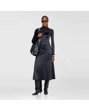 DIESEL Fluid Midi Dress With Turtle Neck - Blue