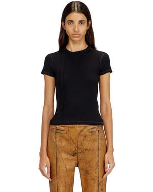 DIESEL Rib-Jersey Top With Biker Neck Strap - Black