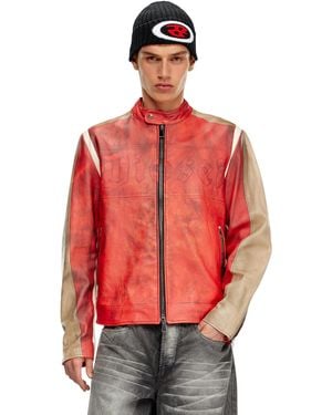 DIESEL L-Ruscha Leather Jacket - Red
