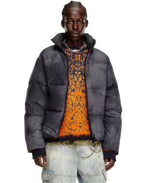 DIESEL Piumino con cappuccio in nylon sfumato - Blu