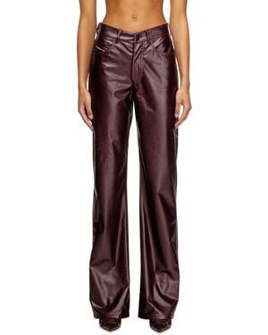 DIESEL Pantalon Burgundy En Tissu Enduit - Rouge