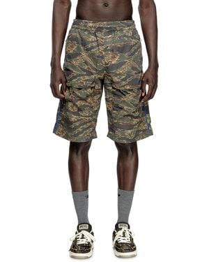 DIESEL Pantalones Cortos Cargo Con Mezcla De Estampados De Camuflaje - Verde
