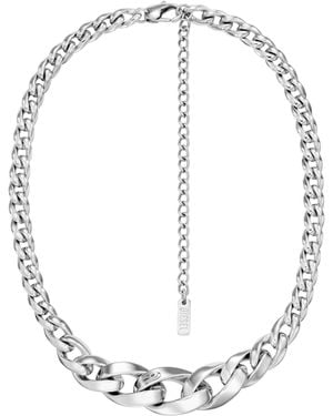 DIESEL Stainless Steel Chain Necklace - White