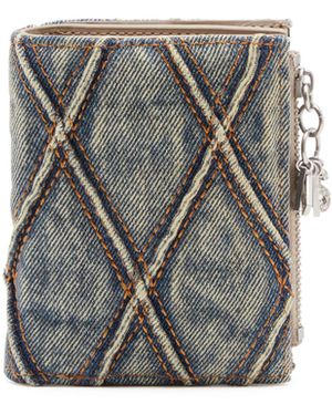DIESEL Portafoglio piccolo in denim a rombi - Grigio