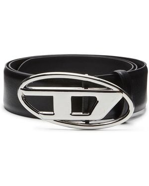 DIESEL 4Cm Leather Belt With Oval D Buckle - Black