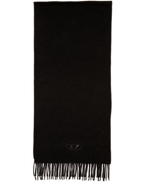 DIESEL Wool-Blend Scarf With Fringed Edges - Black