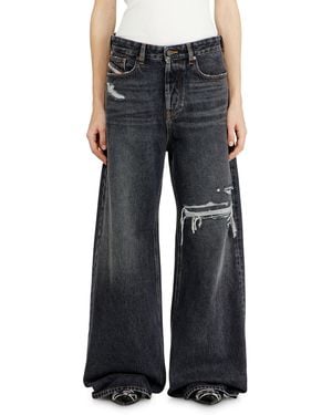 DIESEL Relaxed Jeans Low Waist 1996 D-Sire, Schwarz/Dunkelgrau, Knopfverschluss