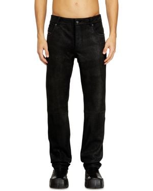 DIESEL Jean-Cut Leather Trousers - Black