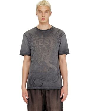DIESEL Camiseta De Punto Con Gráfico En Relieve - Gris