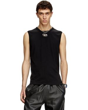 DIESEL Faded Tank Top With Cut-Out Oval D in Black for Men