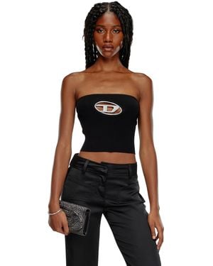 DIESEL Bandeau Top With Oval D Plaque - Black