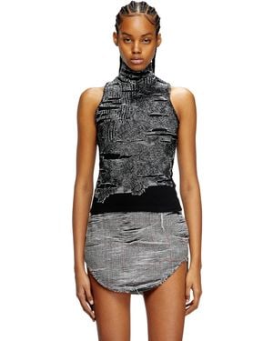 DIESEL Tank Top With Engineered Distressing - ブラック