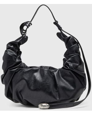 DIESEL Grab-D-Large Scrunched Hobo Bag - Black