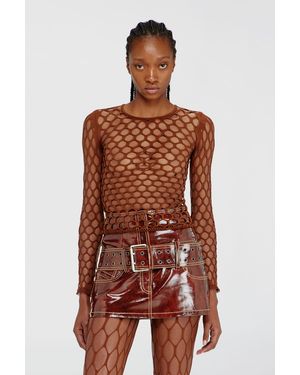 DIESEL Stretchy Mesh-Knit Top - Brown