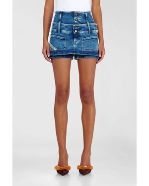DIESEL Denim Mini Skort With Double Waist - Blue