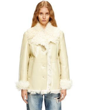 DIESEL Patent Shearling Jacket - Natural