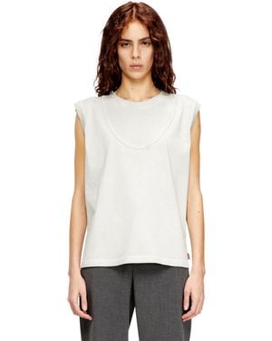 DIESEL Sleeveless T-Shirt With Embossed Chain - White