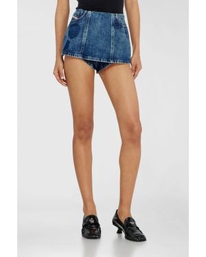 DIESEL Denim Peplum Shorts With Shadow Patches - Blue