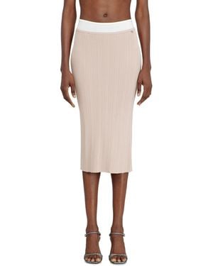 DIESEL Ribbed Knit Skirt With Contrast Waistband - Natural