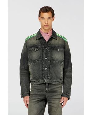 DIESEL Trucker Jacket With Striped Shoulder Bands - Multicolor
