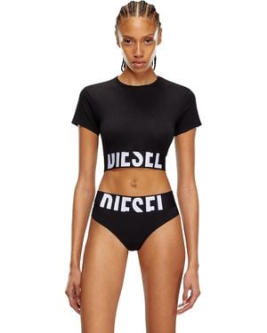 DIESEL Crop top sportivo con fascia logo - Nero