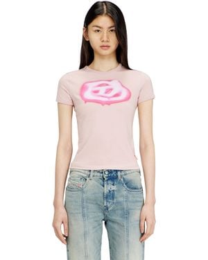 DIESEL Slim T-Shirt With Graffiti-Effect Logo - Red