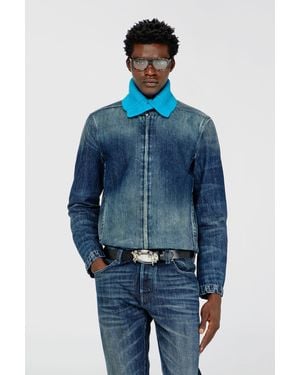 DIESEL Chaqueta Tipo Moto De Denim - Azul